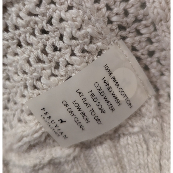 Peruvian Connection Oatmeal 100% Pima Corton Knit Open Cardigan Size XS - Picture 4 of 5